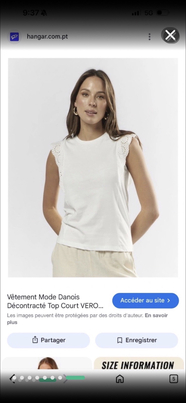 Débardeur blanc de la marque Shein présente des manches avec des détails en dentelle et un col rond.