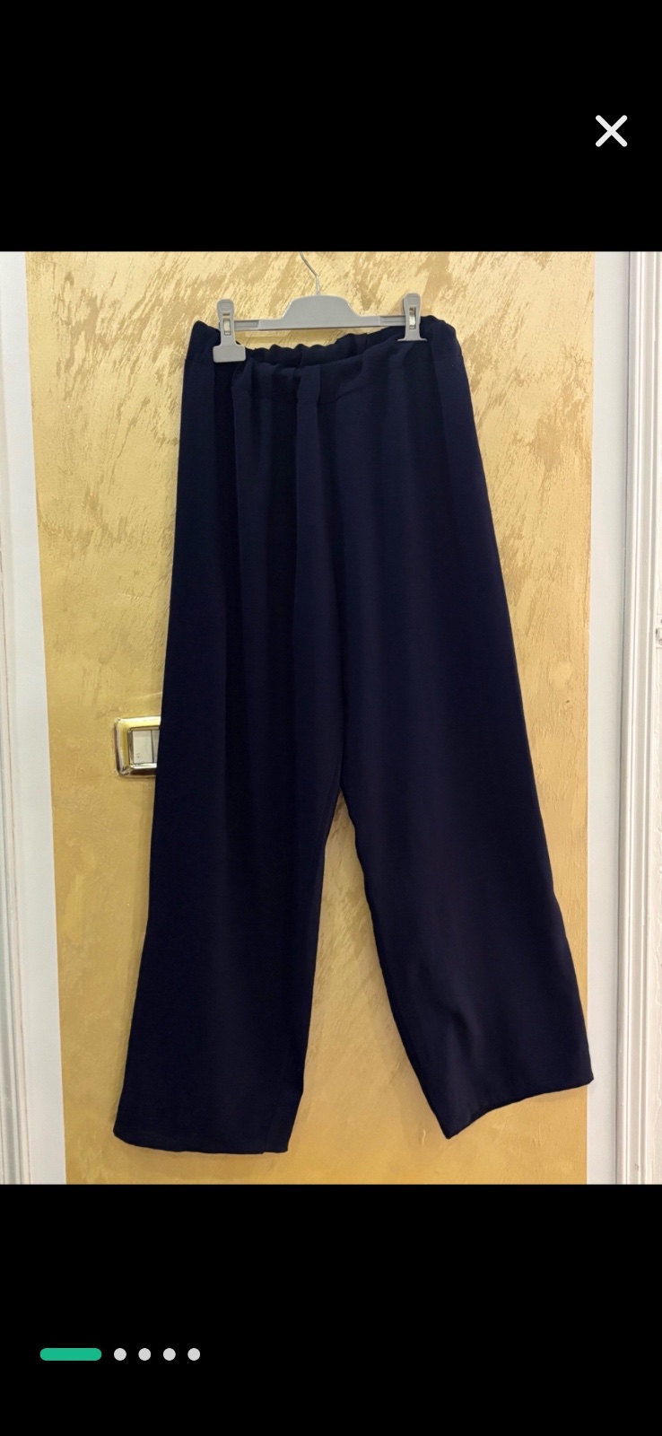 Pantalons bleu marine coupe palazzo ample et en taille élastique confortable