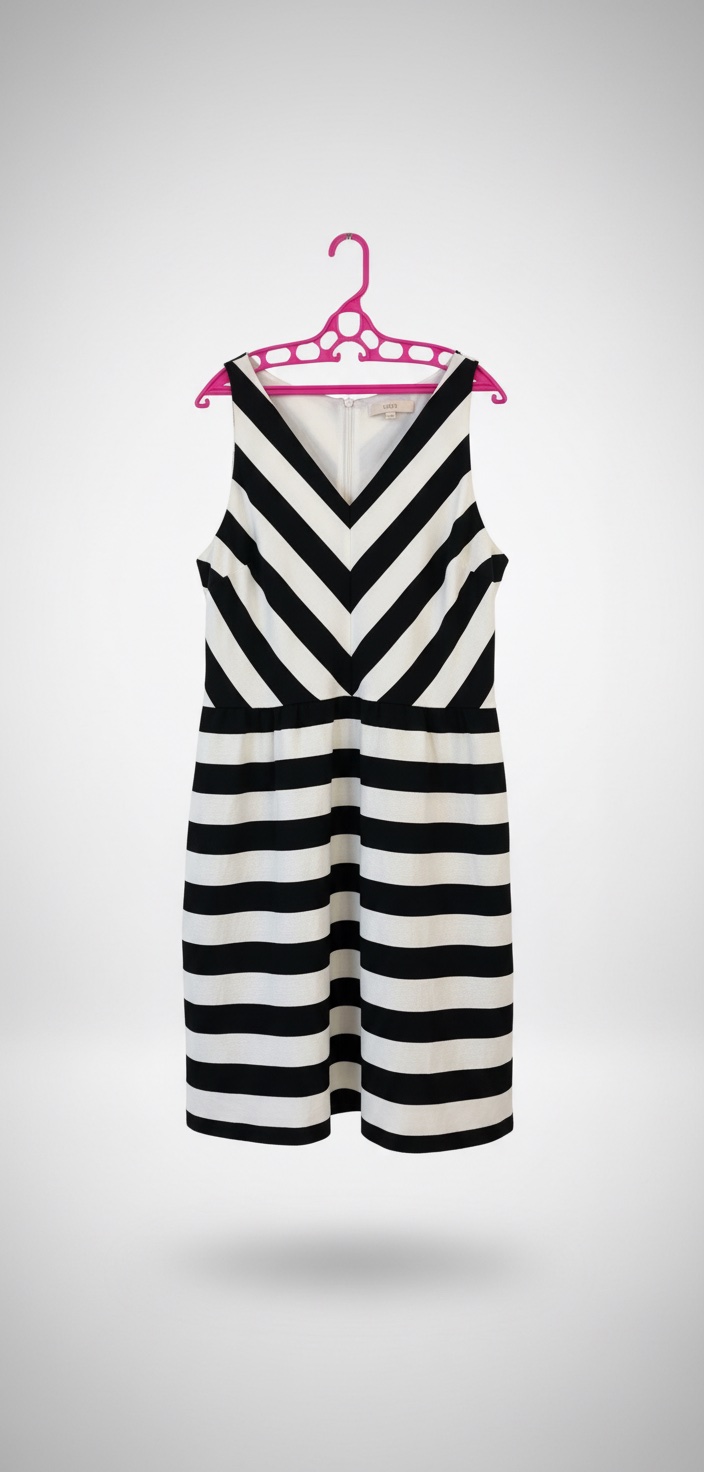 Robe rayée LOFT - Élégance graphique en noir et blanc
