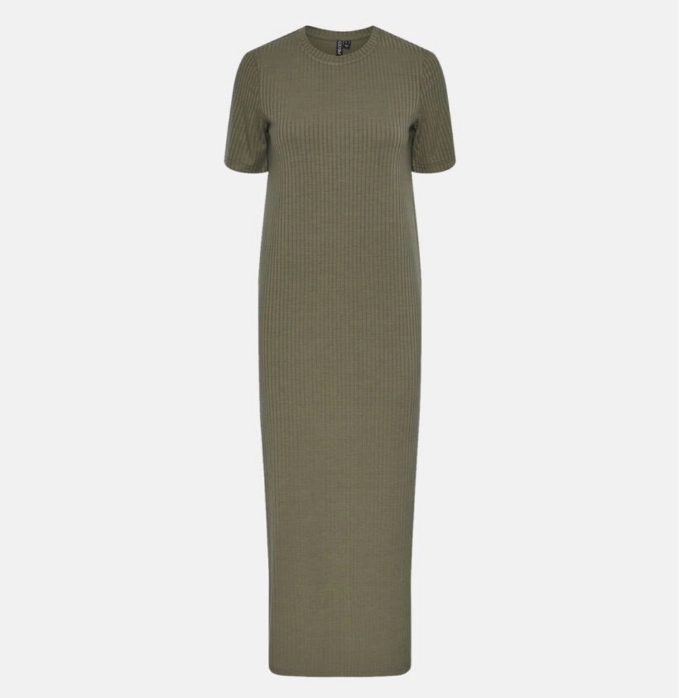 Robe midi Primark en maille côtelée Vince de couleur olive