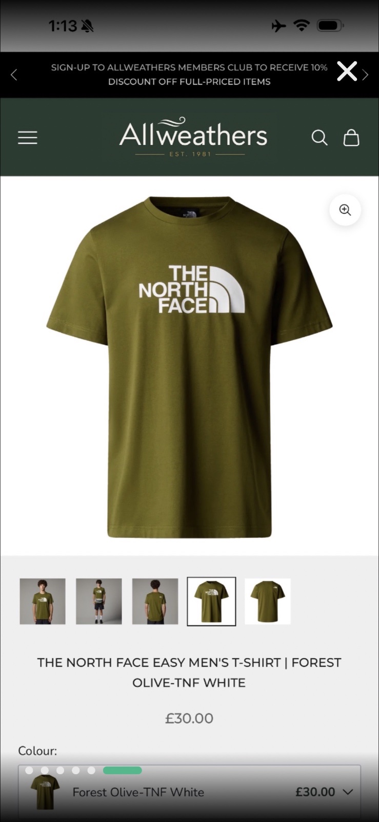 T-shirt The North Face Easy en vert olive avec un logo noir