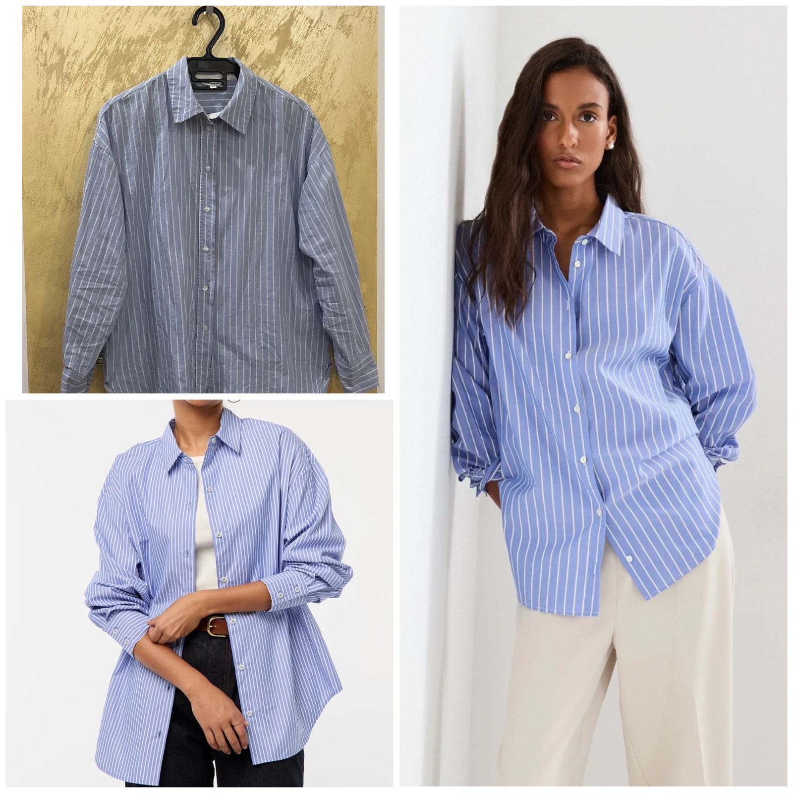 Chemise oversize C&A en coton à rayures bleues et blanches 