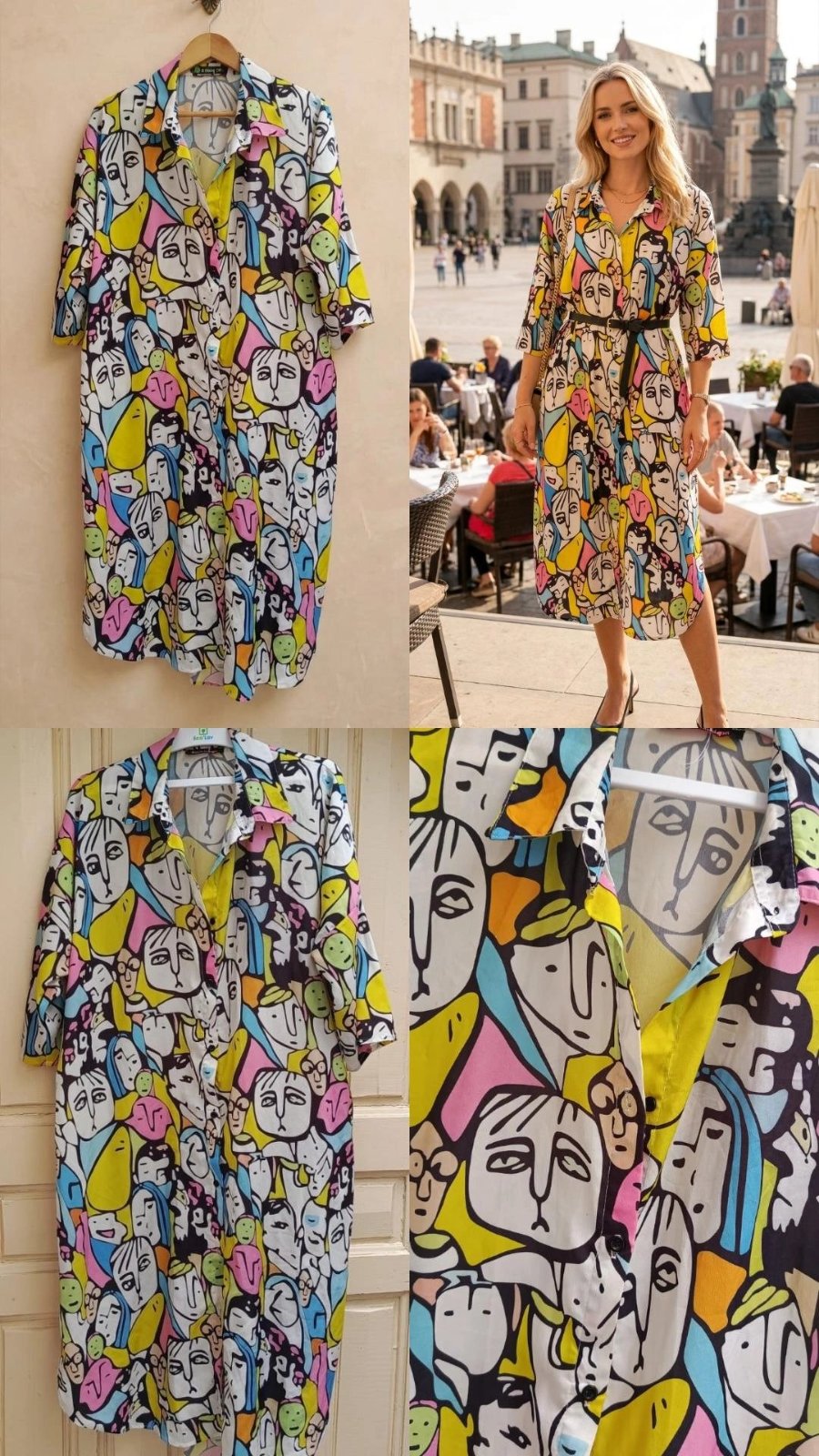 Robe  chemise multicolore imprimé 