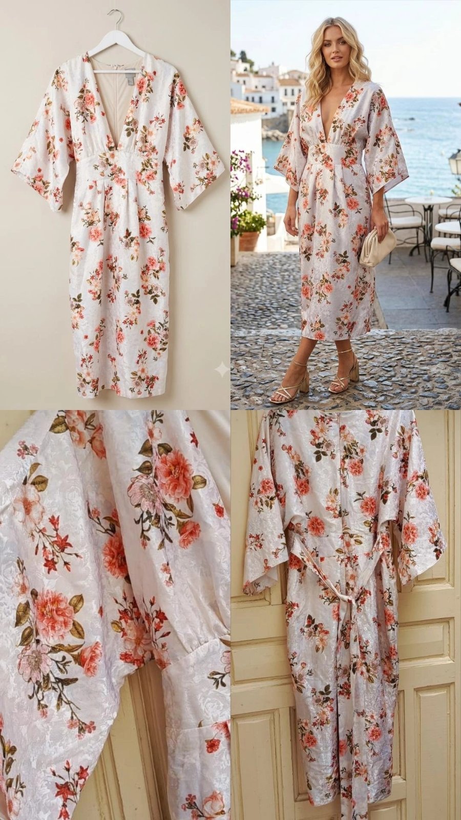 Robe fleurie effet satinée