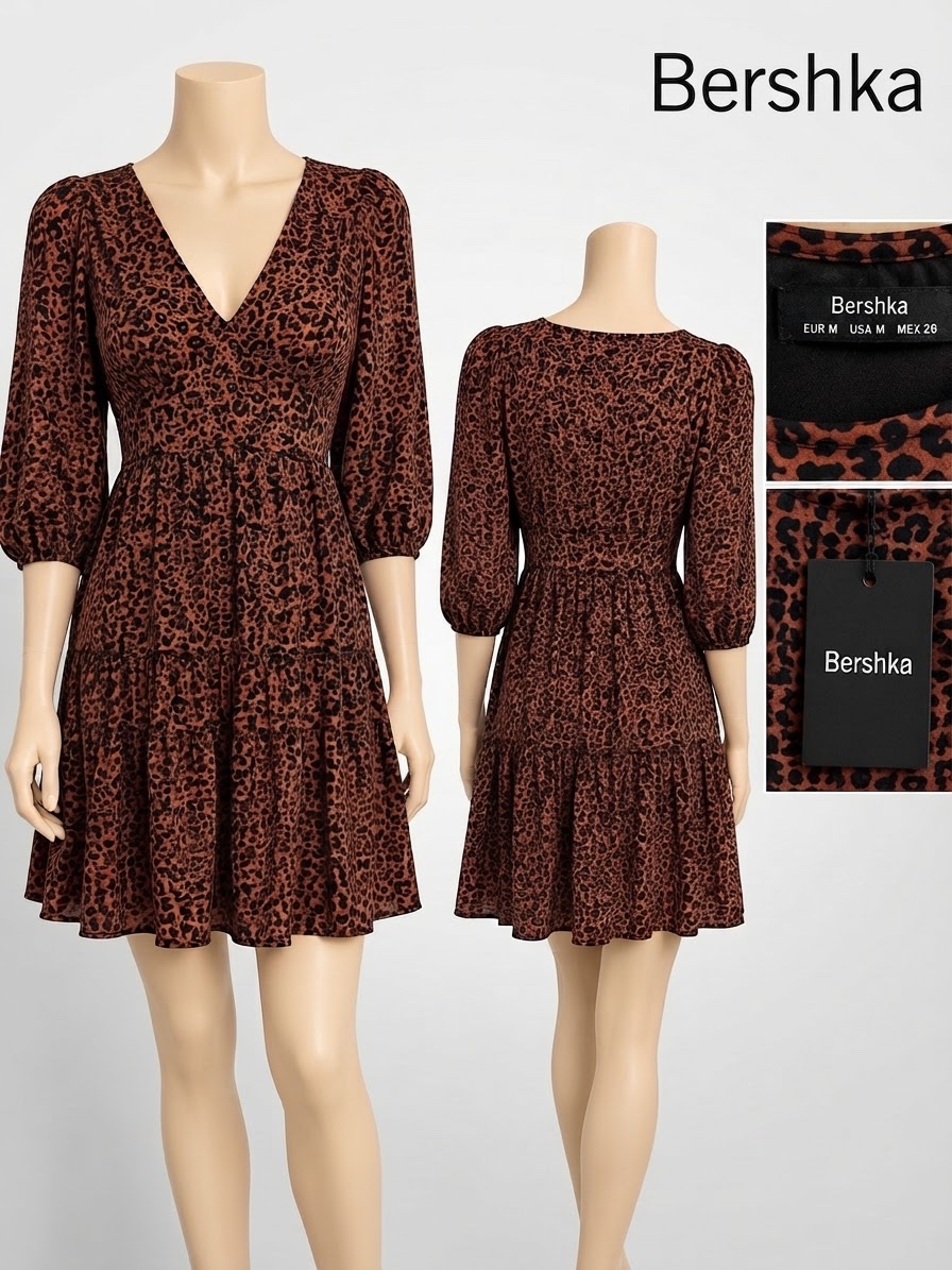 Robe courte  Bershka imprimée léopard 