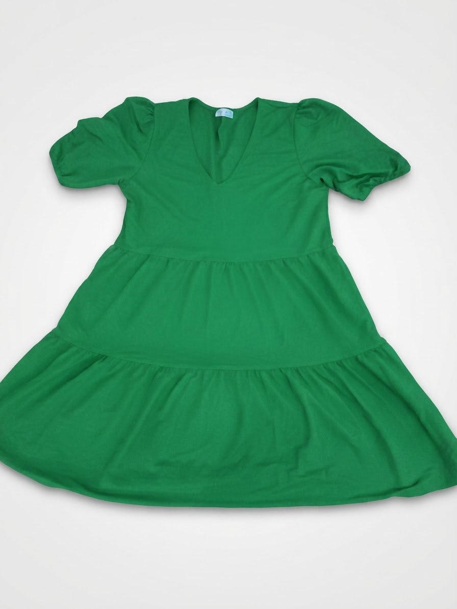 Robe femme verte à volants