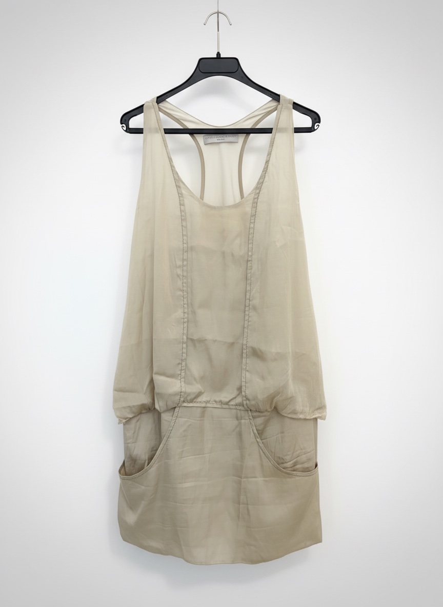 Robe sac débardeur en soie ivoire