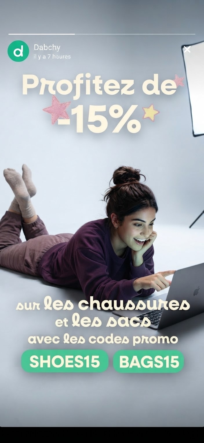 Promo -15% sur les sacs et les chaussures profitez 