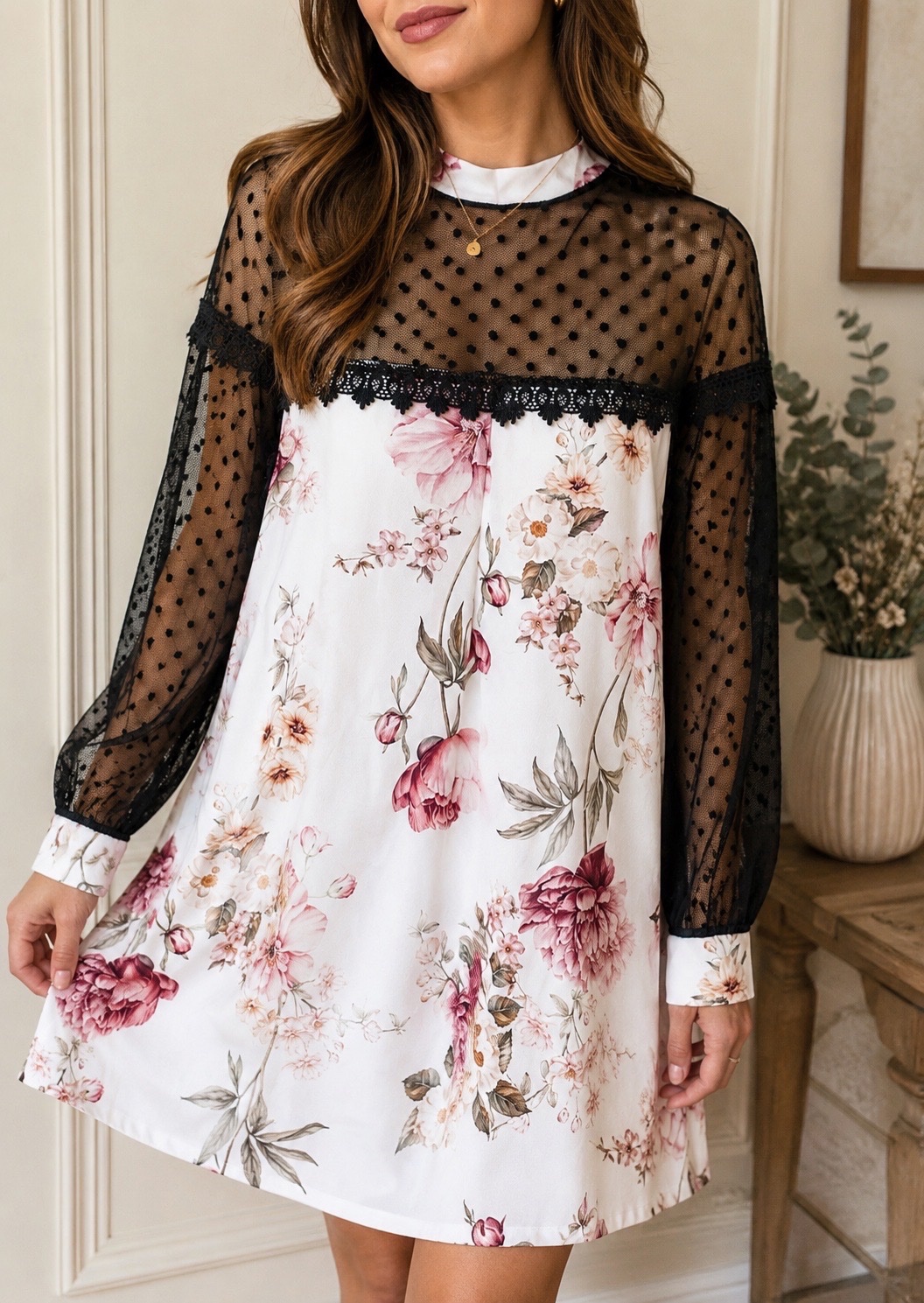 Robe fleurie avec dentelle
