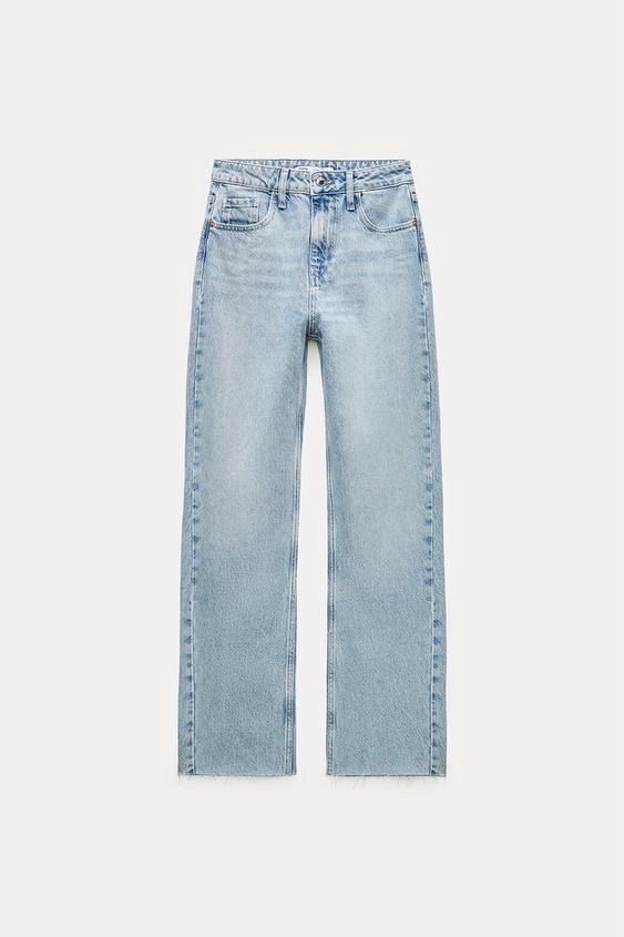 Jean taille haute large en bleu clair 