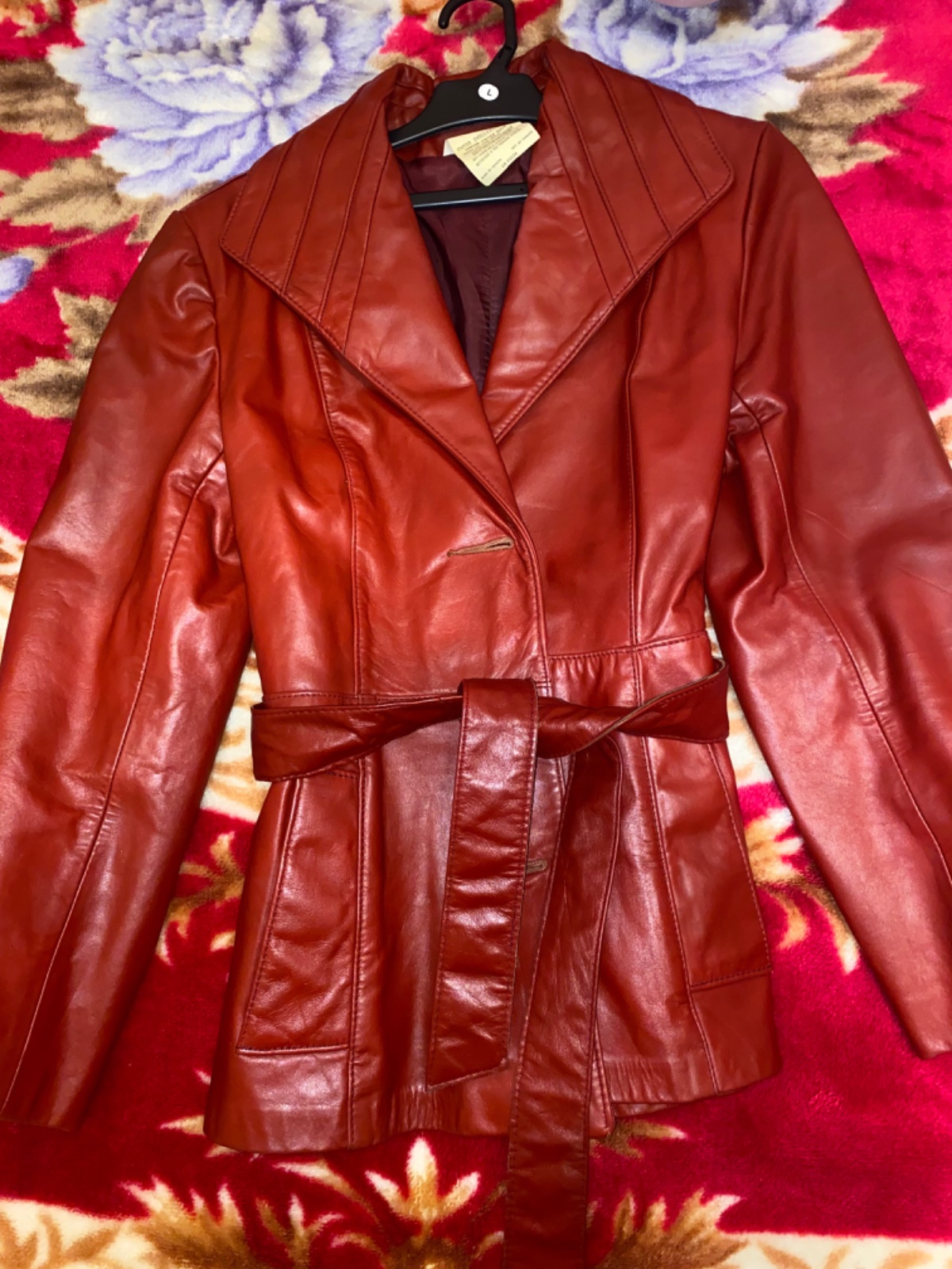 Veste cuir rouge