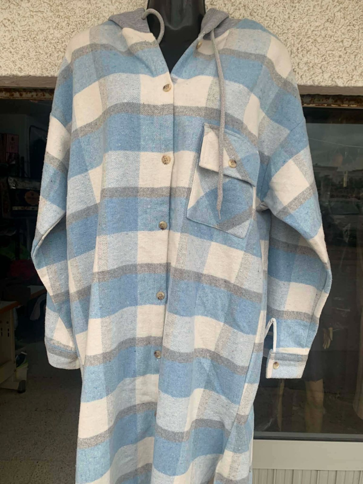 Chemise carreaux avec capuche 
