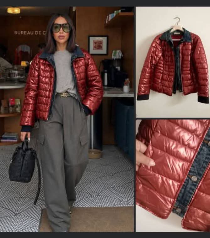 Sublime Doudoune métallisée ATTRAIT Paris avec detail jeans 😍 taille 42/44