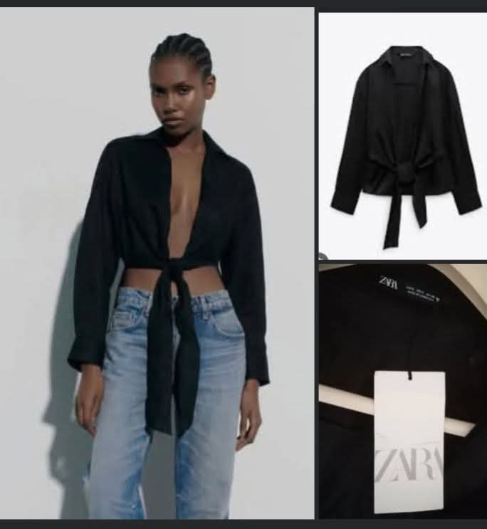 Blouse ZARA en lin avec élégant noeud❤️ neuf avec étiquette taille S