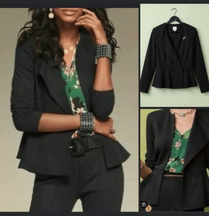 Blazer pelplum noir de la marque CAbi très chic taille M/L