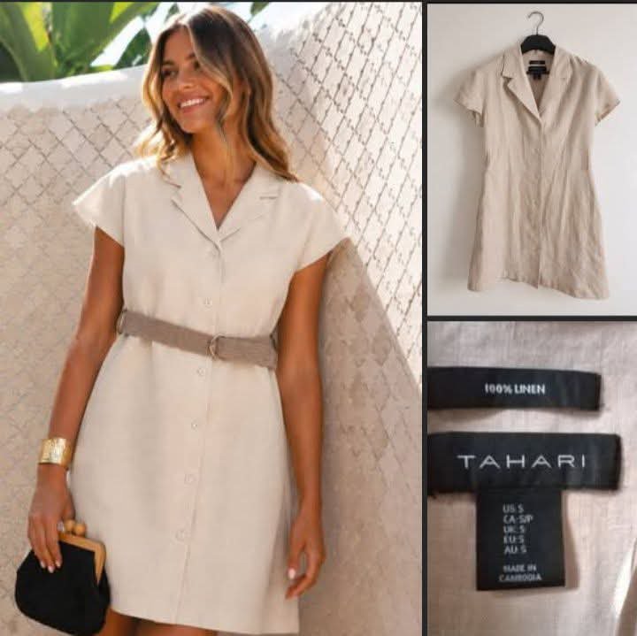 Sublime Robe TAHARI قمراية taille S + ceinture 