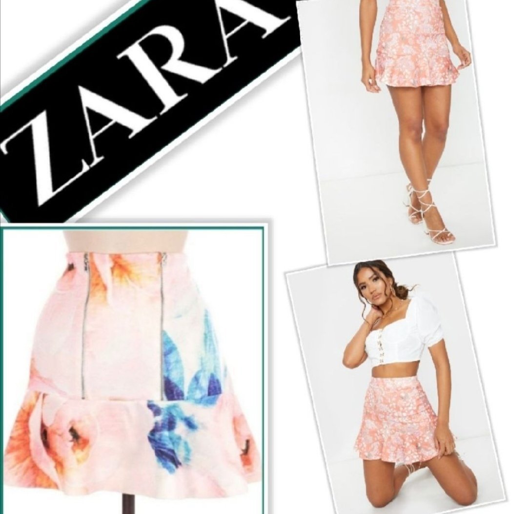 Jupe taille haute à ourlet Zara 