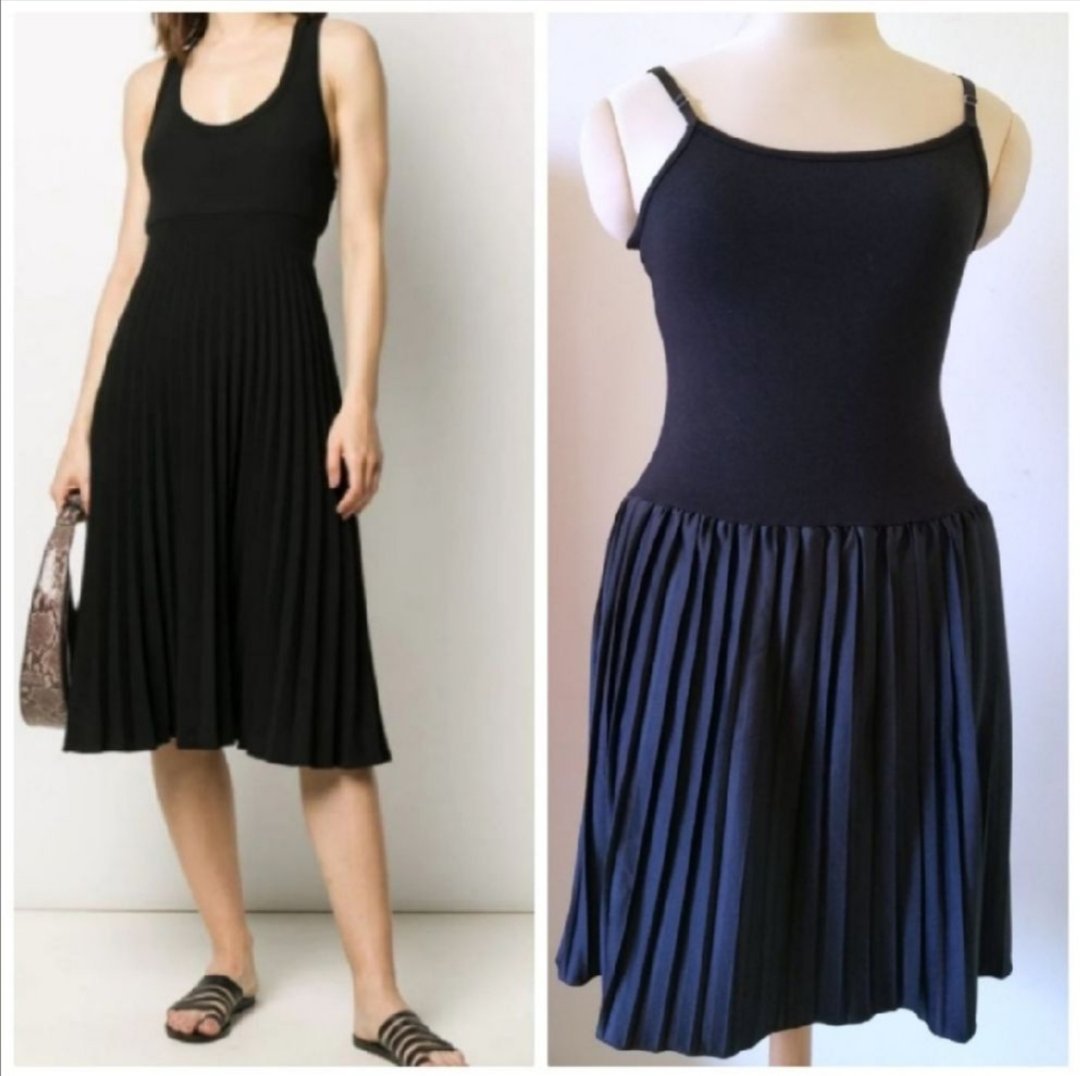 Robe bi matière à bas plissée tendance 