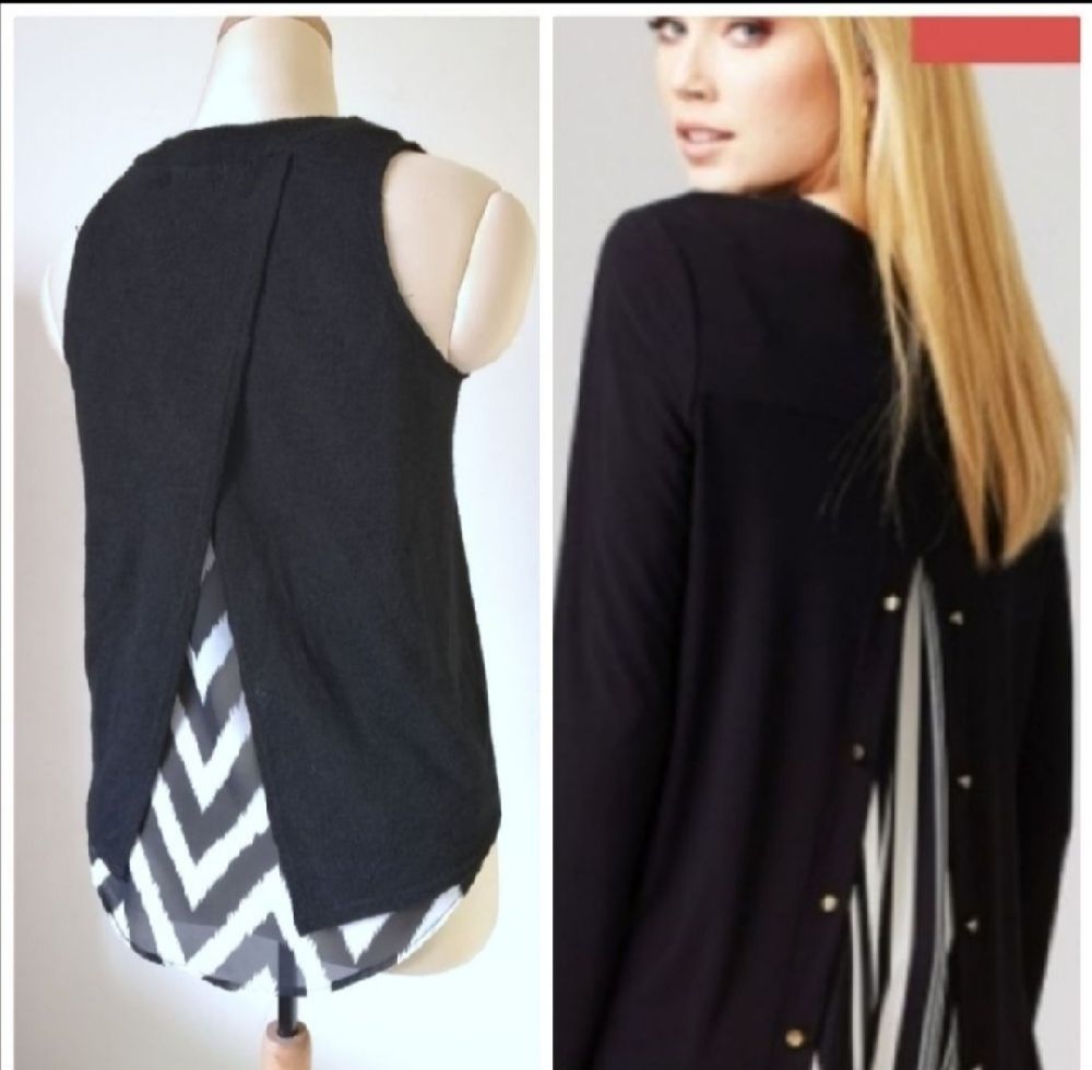 Pull en maille superposé à dos ouvert croisé #Bari II