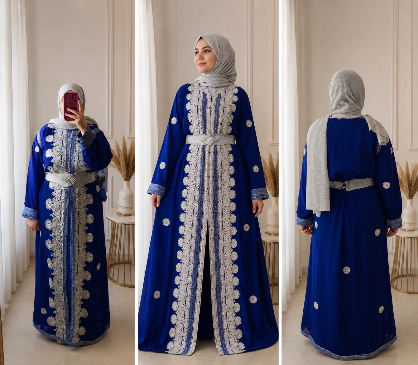 Caftan marocain bleu roi & argent taille 40/42 