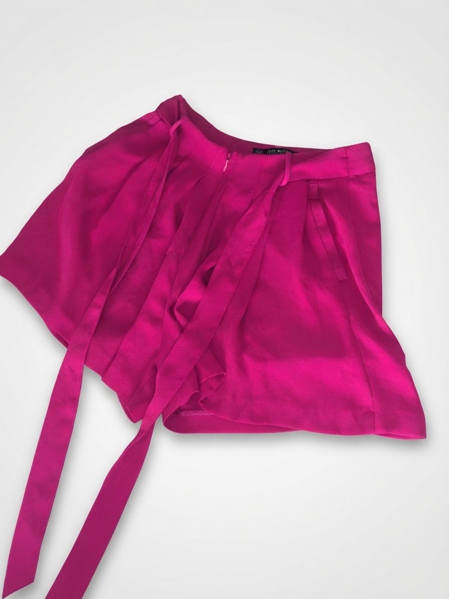 Jupe-Short Zara Rose Fuchsia fluide avec nœud