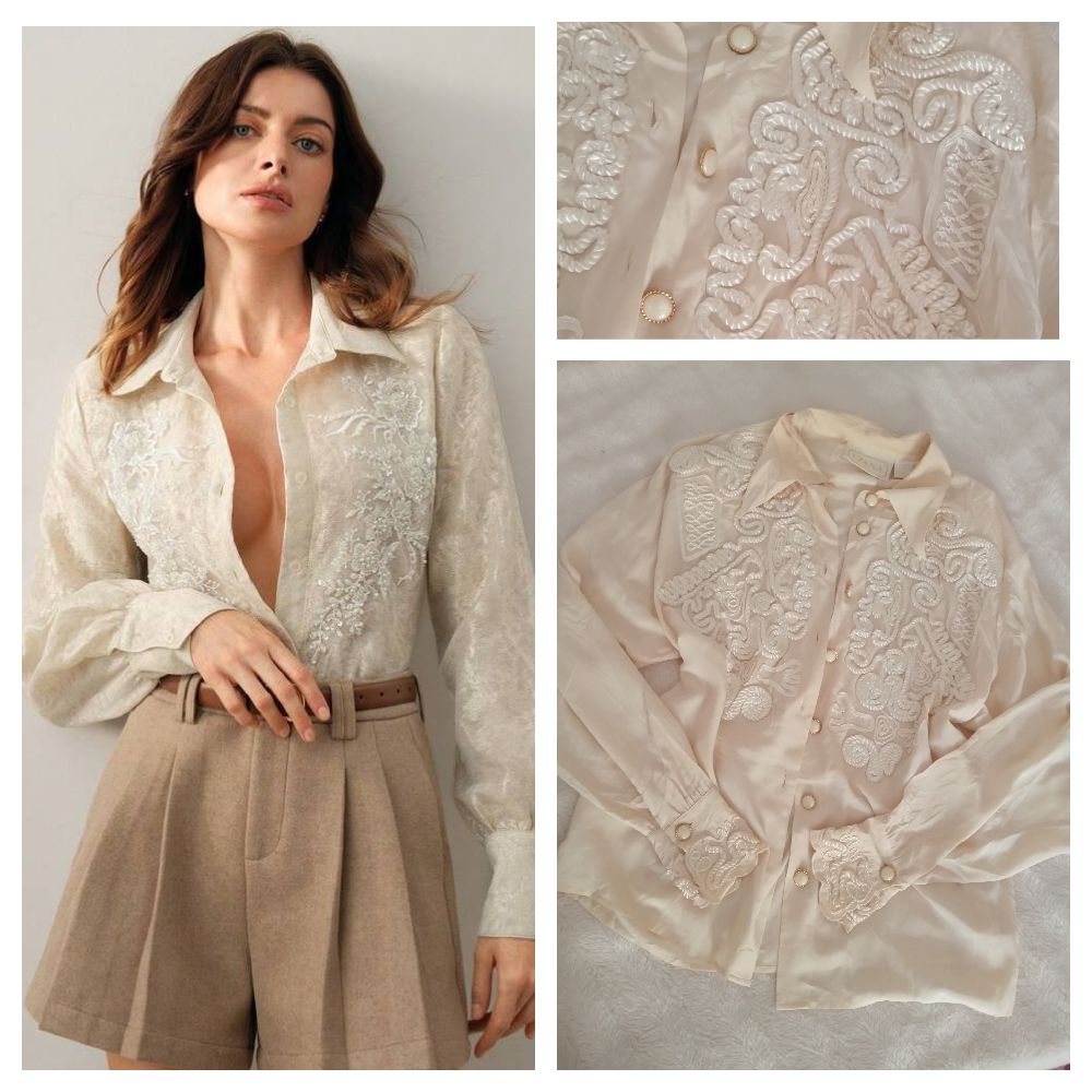 Chemise en vrai soie style vintage tendance 44/46