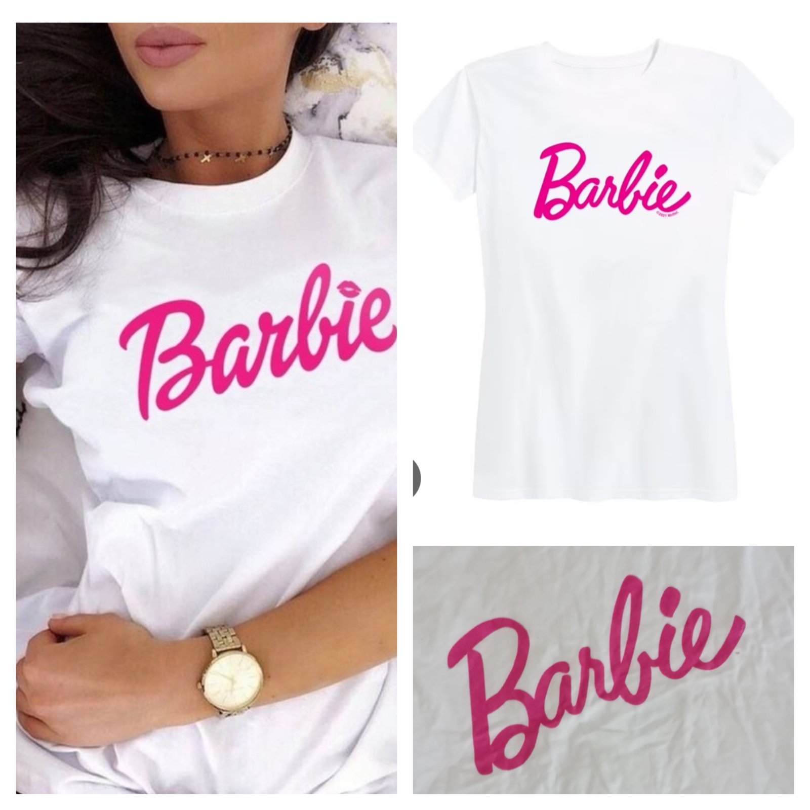 Pull blanc logo Barbie