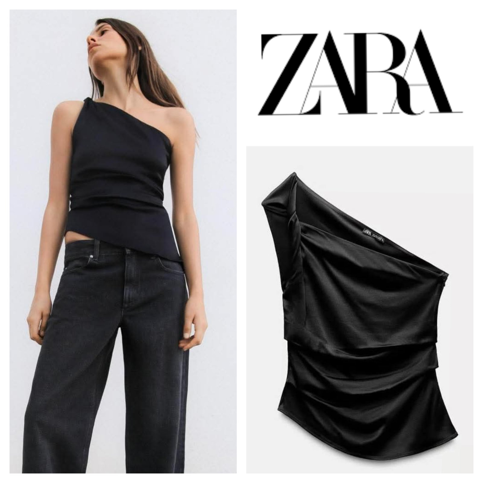 One shoulder Viscose top zara