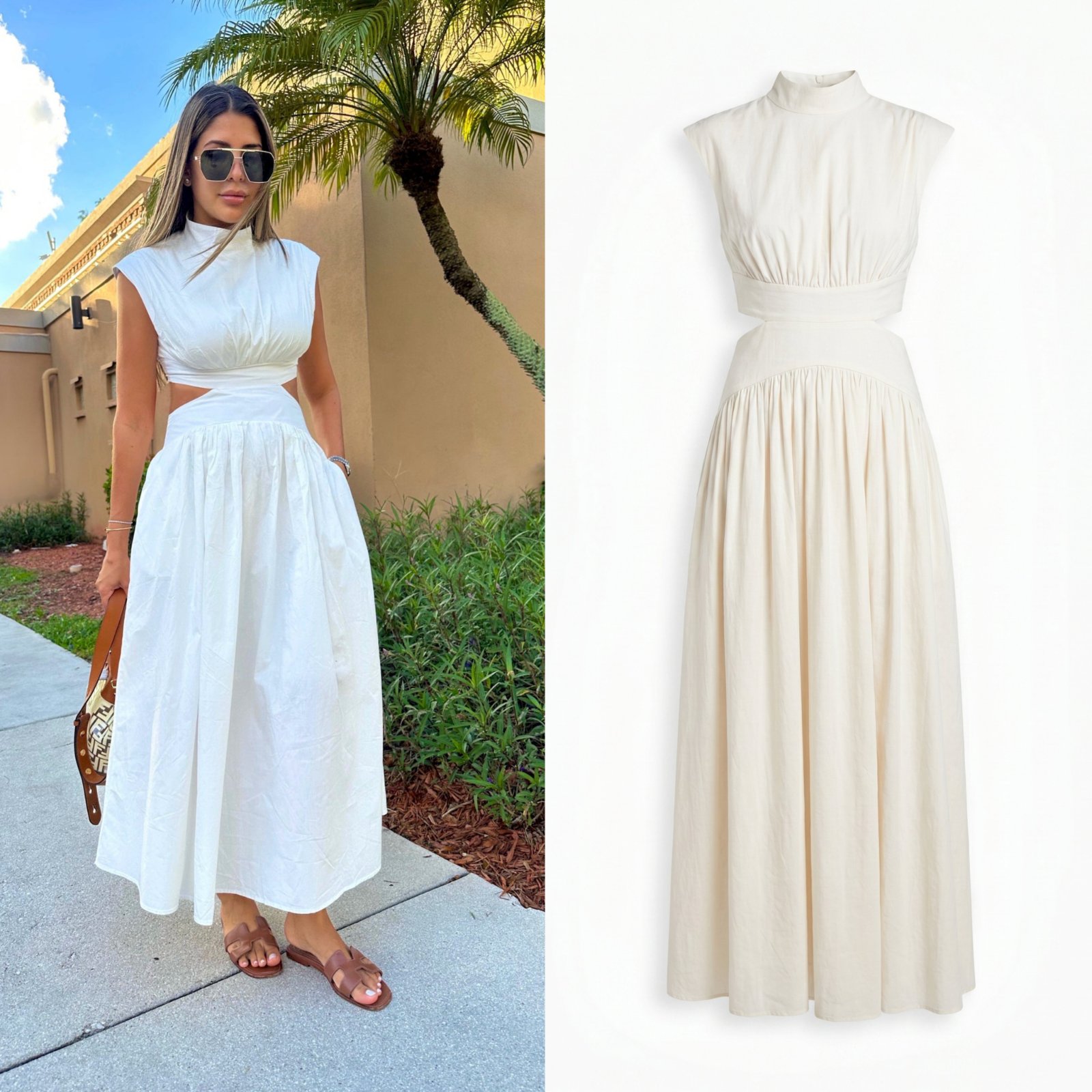 Linen blend white dress 42/44