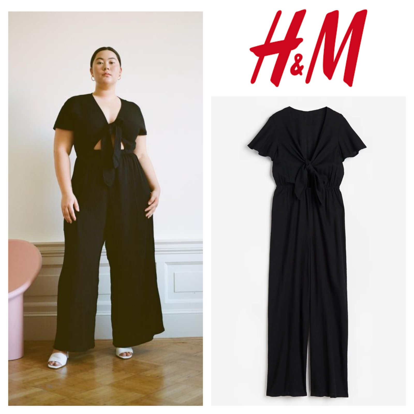 Linen blend maxi jumpsuit 44/46
