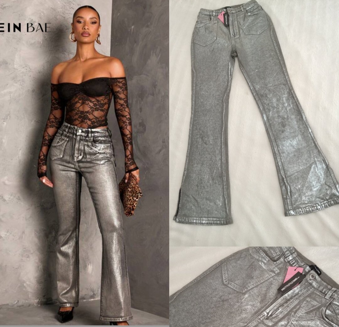 Flared gray silver pants 40/42