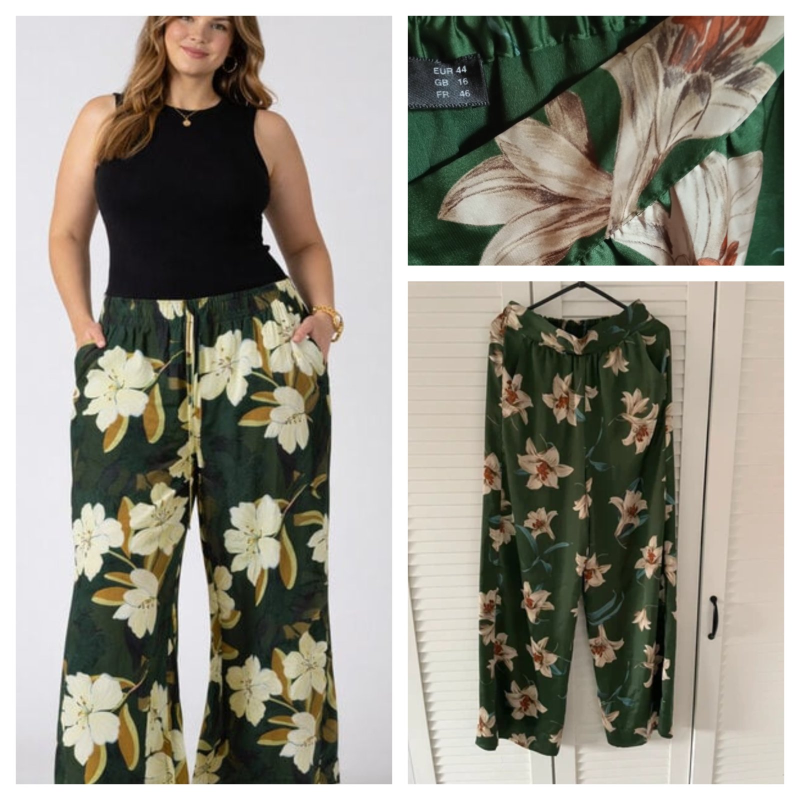 Pantalon large effet satiné 