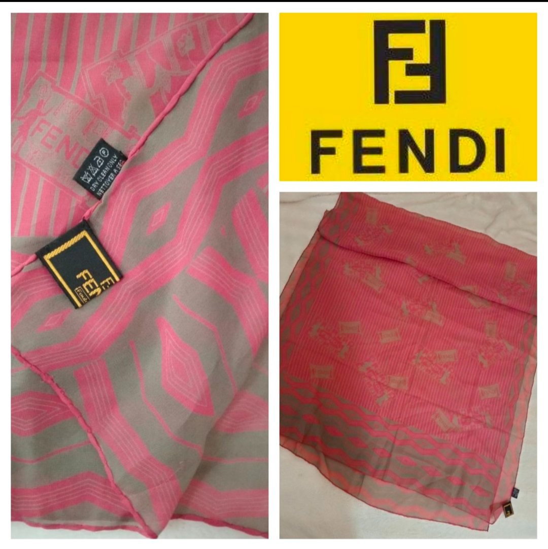 Écharpe rectangulaire en soie Fendi authentique 