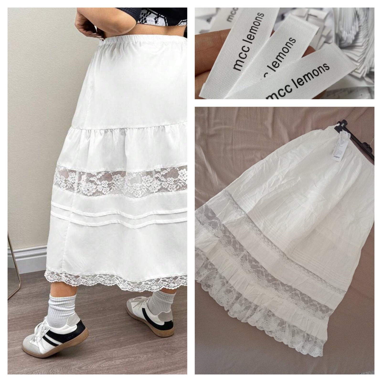 Cotton linen white skirt