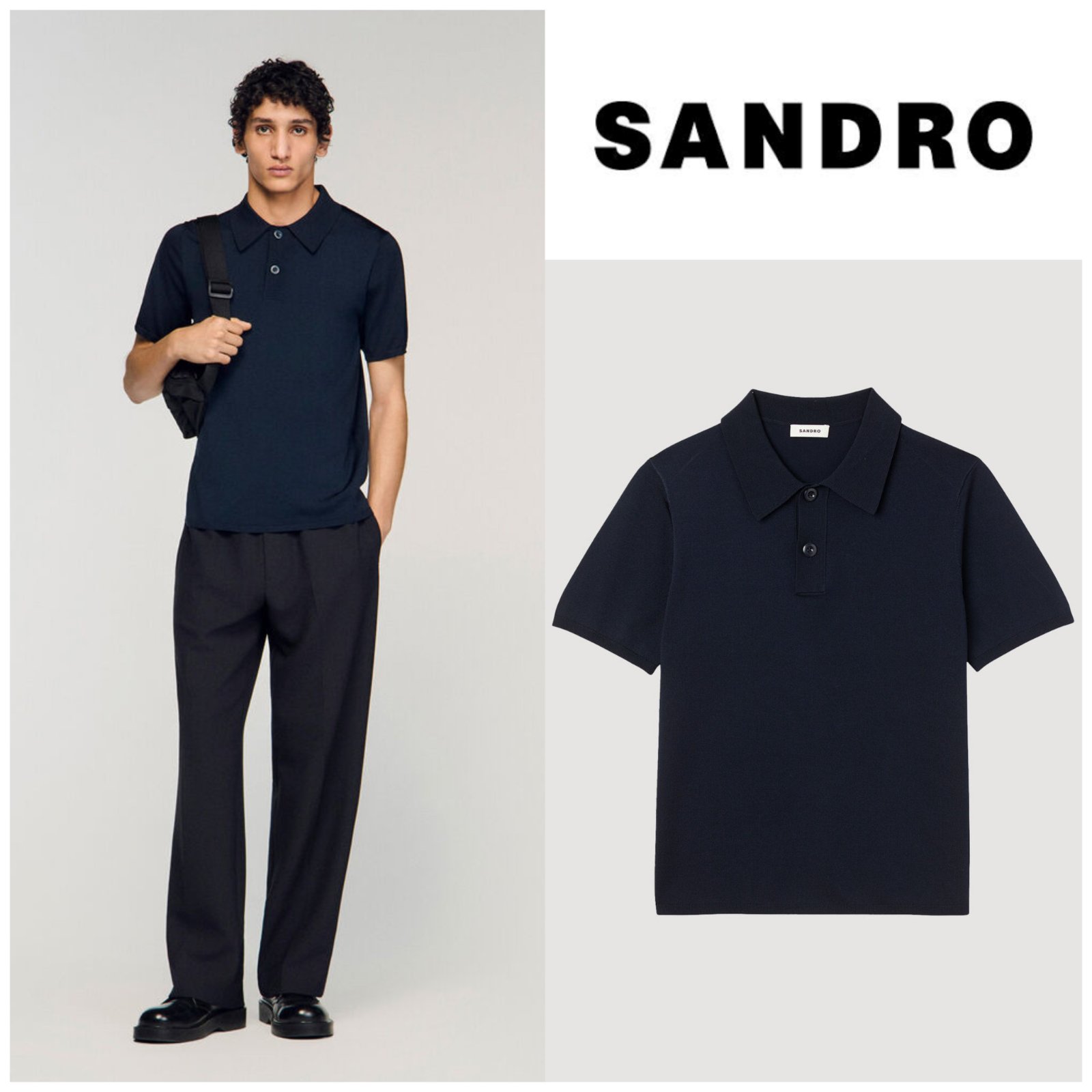 Polo bleu Sandro authentique 