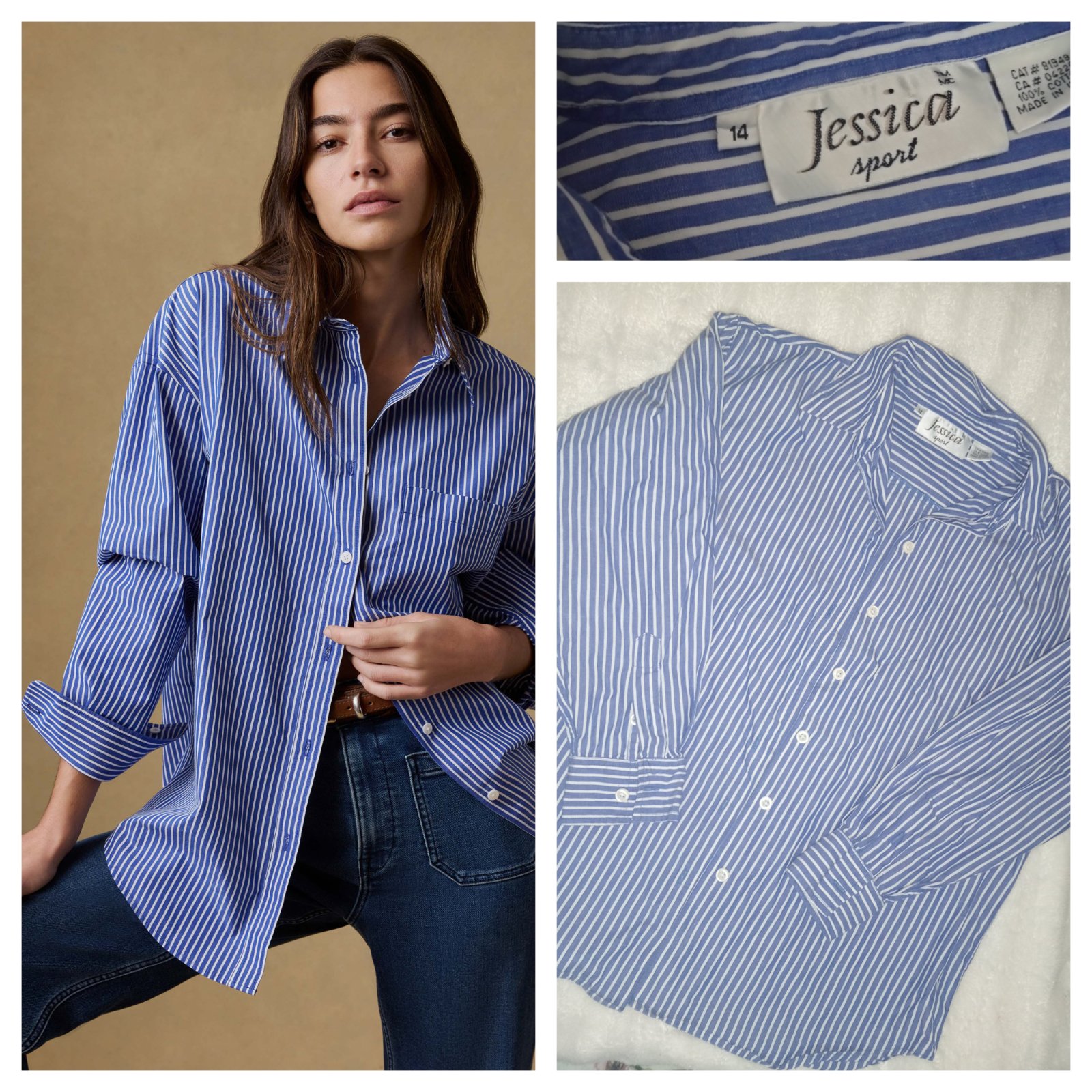 Striped cotton shirt taille 14 42/44