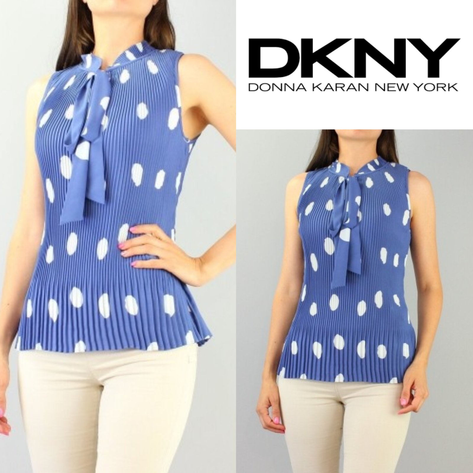 Polka dots pleated blouse DKNY m,l