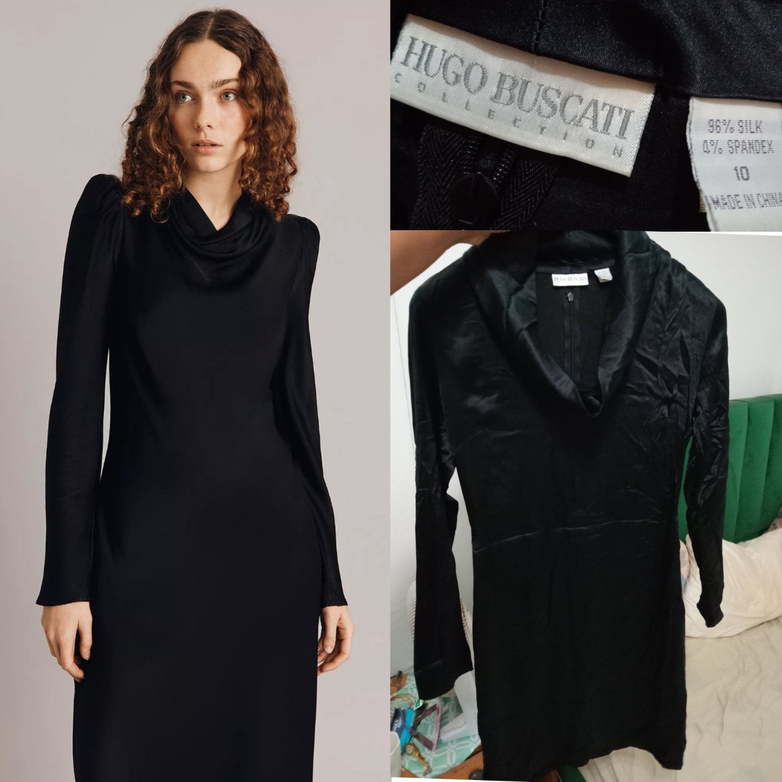 Robe en soie Hugo Buscati authentique size 19 m,l