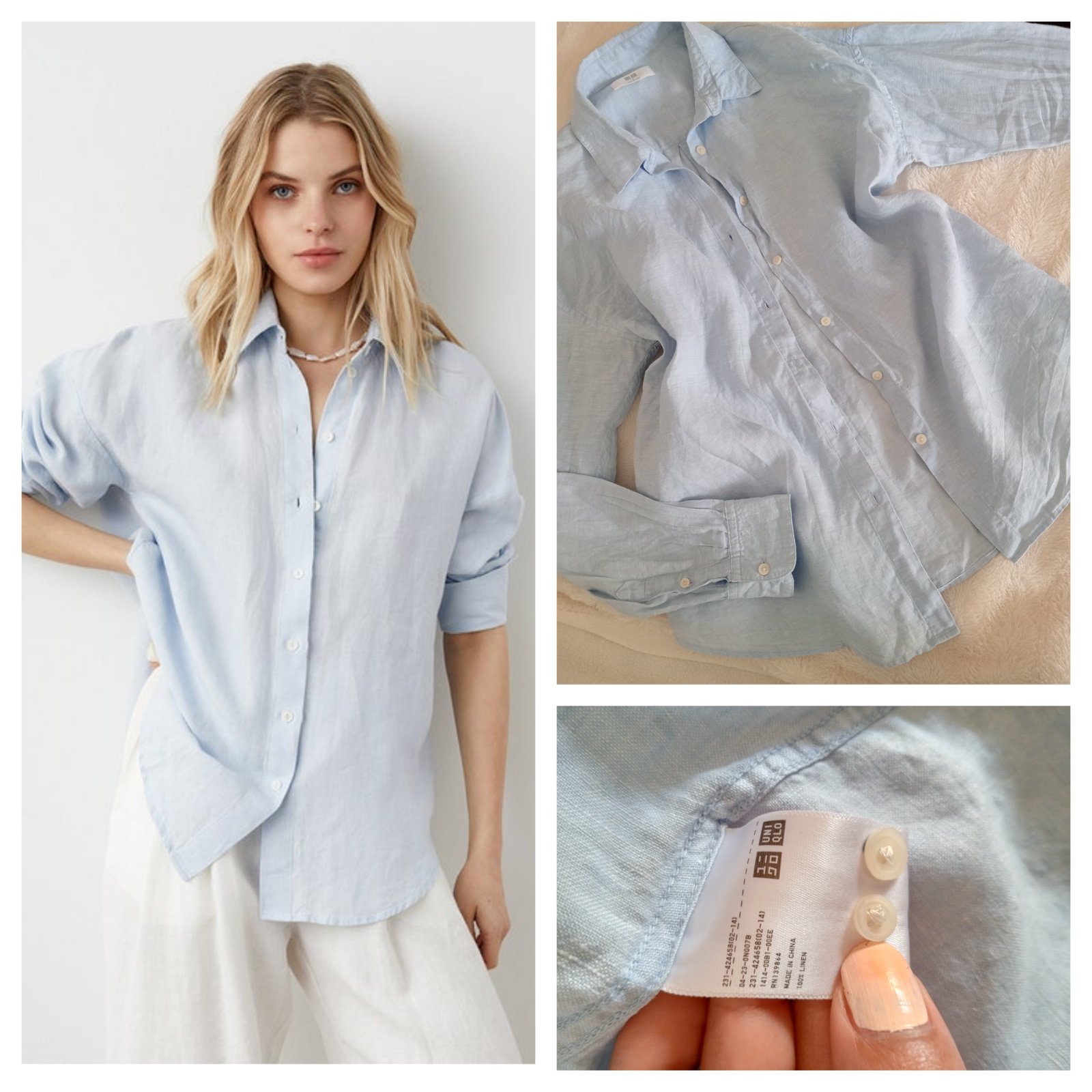 Linen baby blue shirt uniqlo 