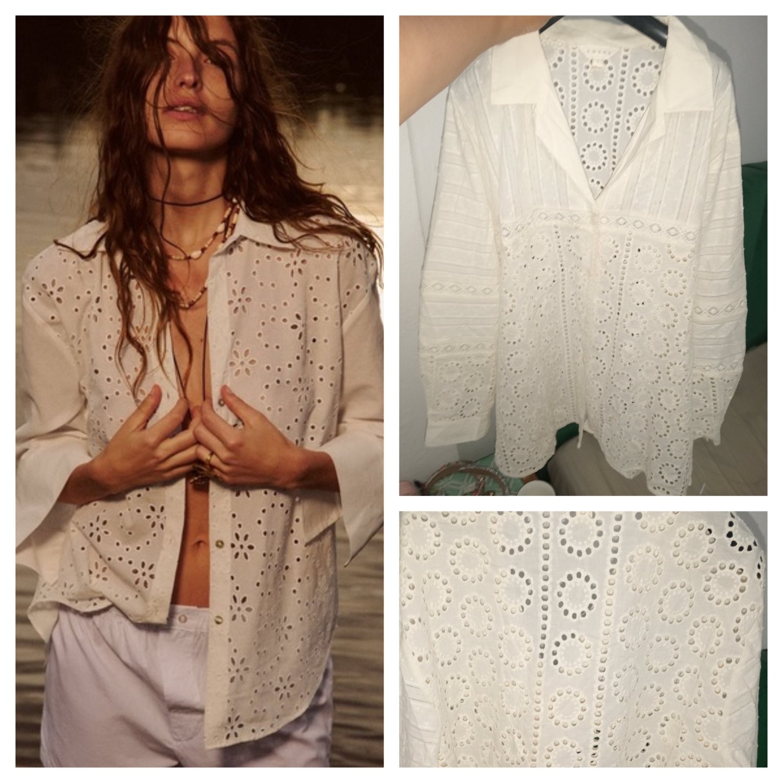 Embroidered cream shirt