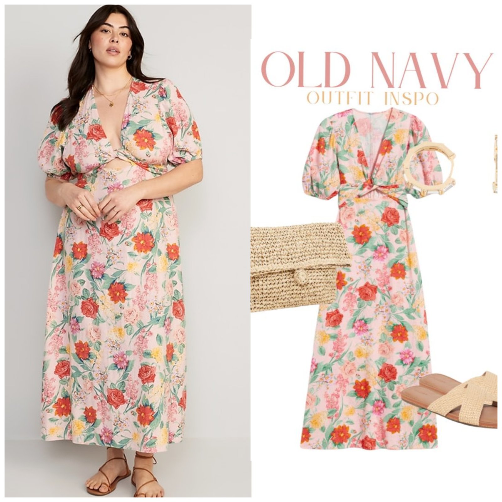 Linen blend floral dress