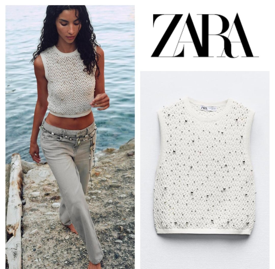 Pearlised cream top zara