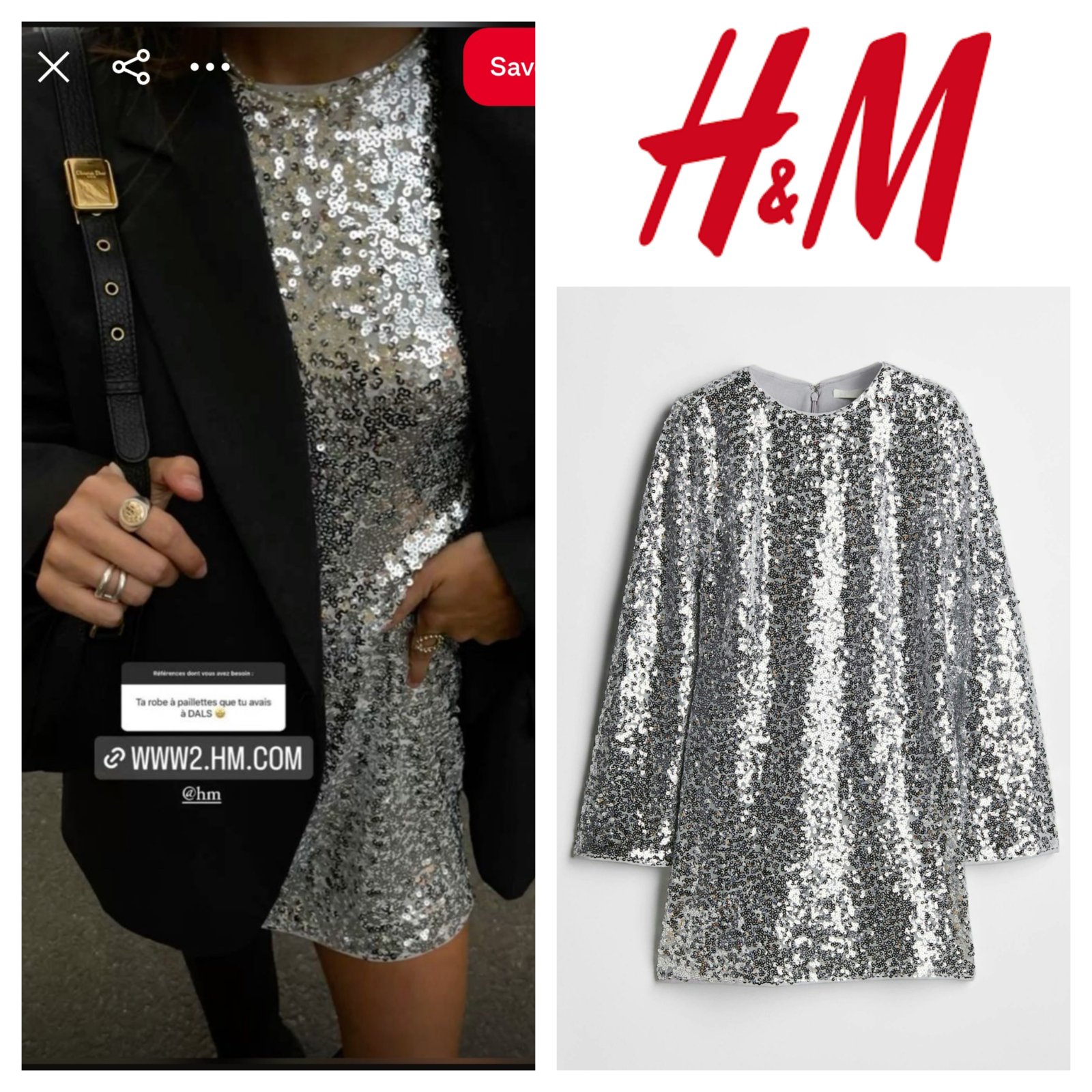 Robe mini en sequins h&m