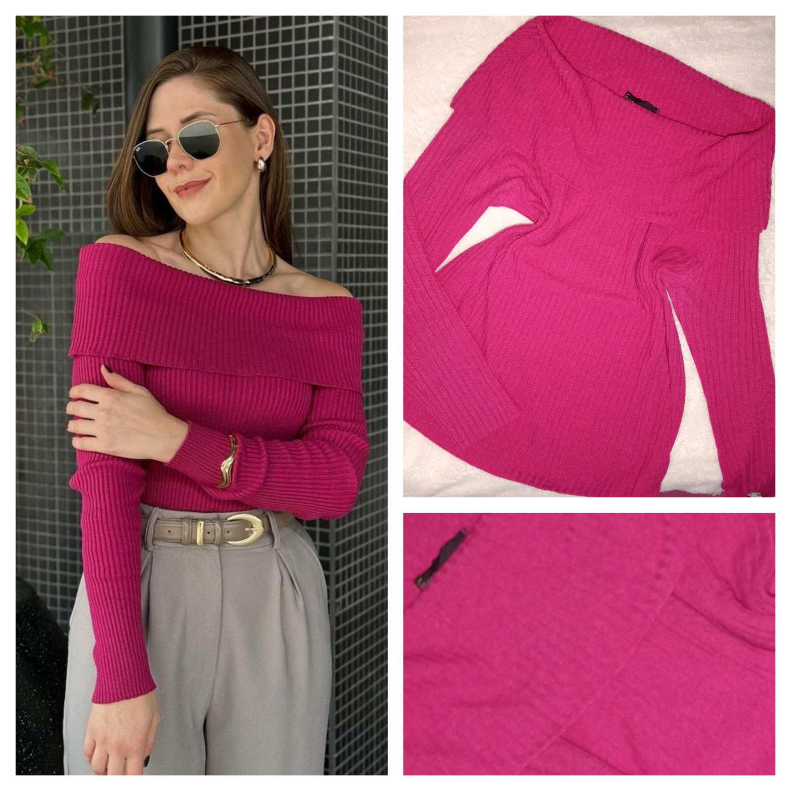 Pull rose fushia m,l