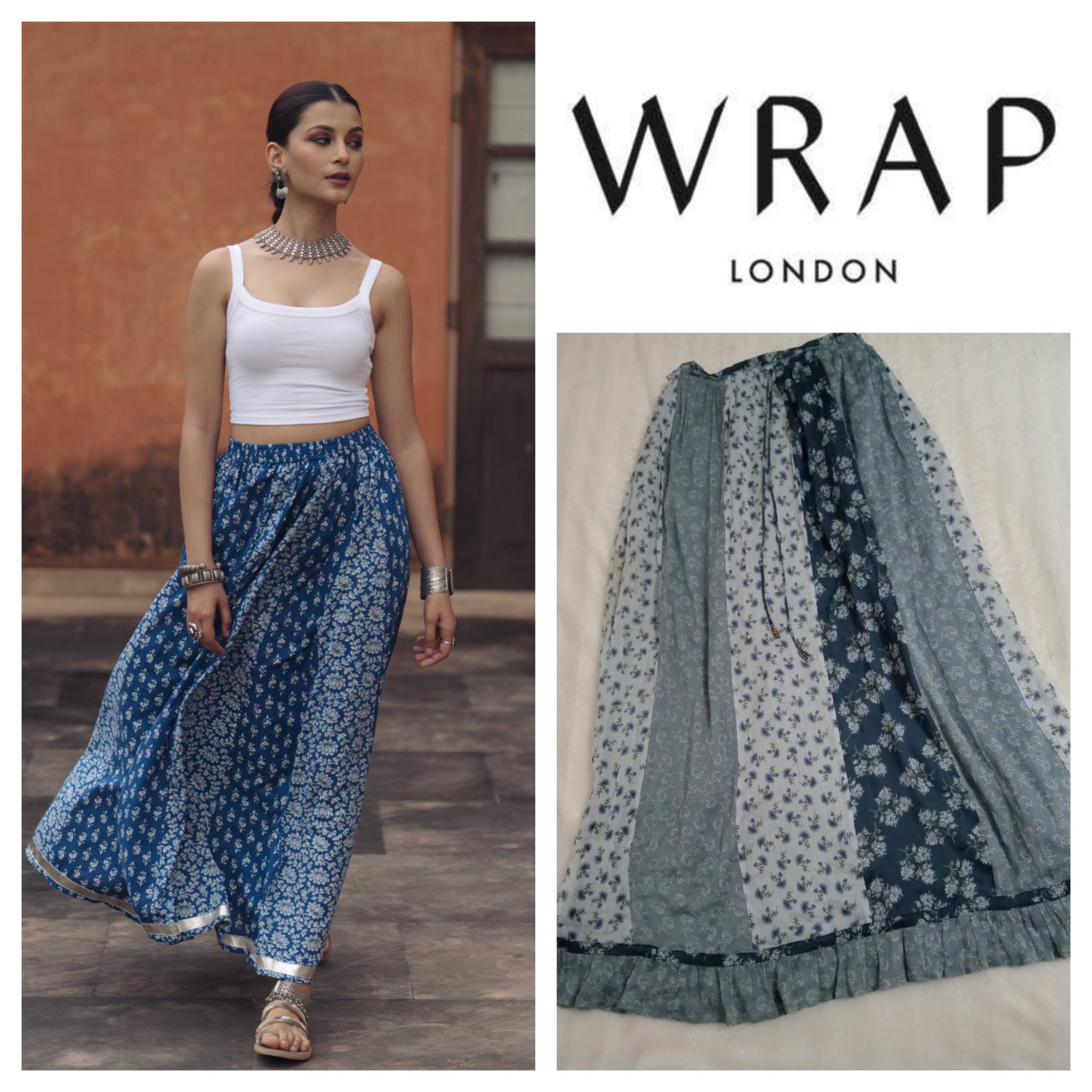 Jupe maxi en soie et coton boho style