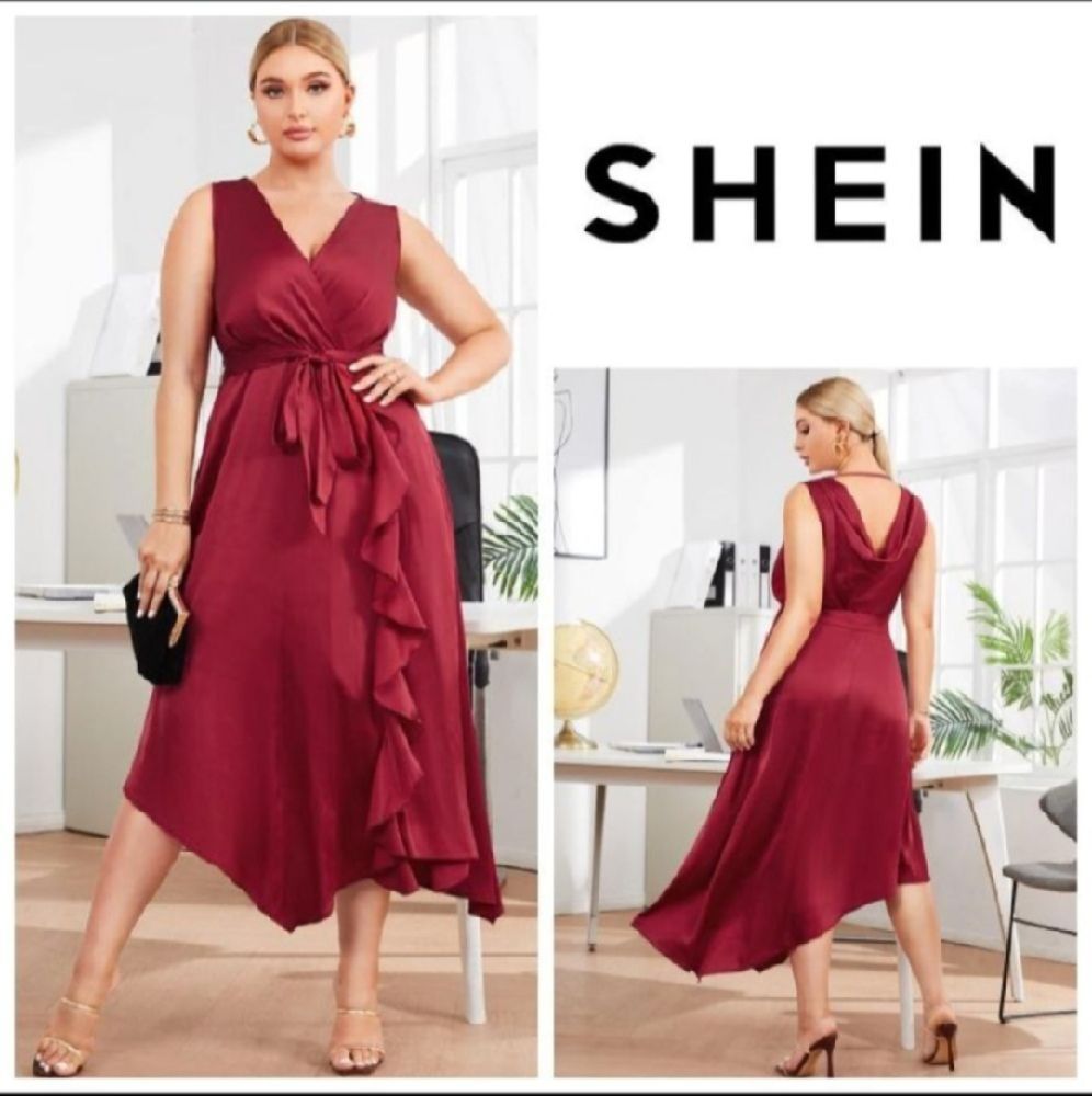 Silky satin dress emery rose Shein 