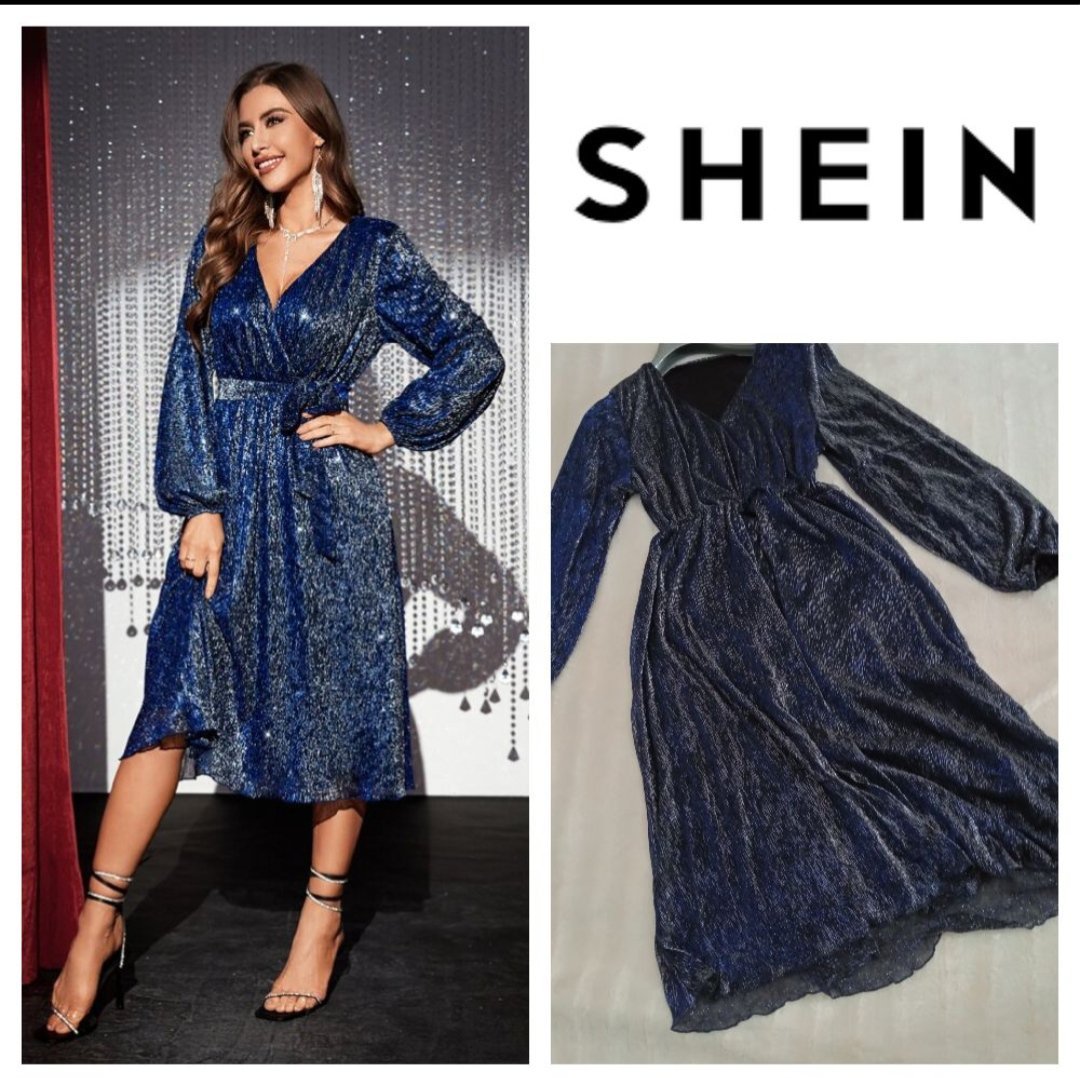 Robe shein bleu argenté 40/42