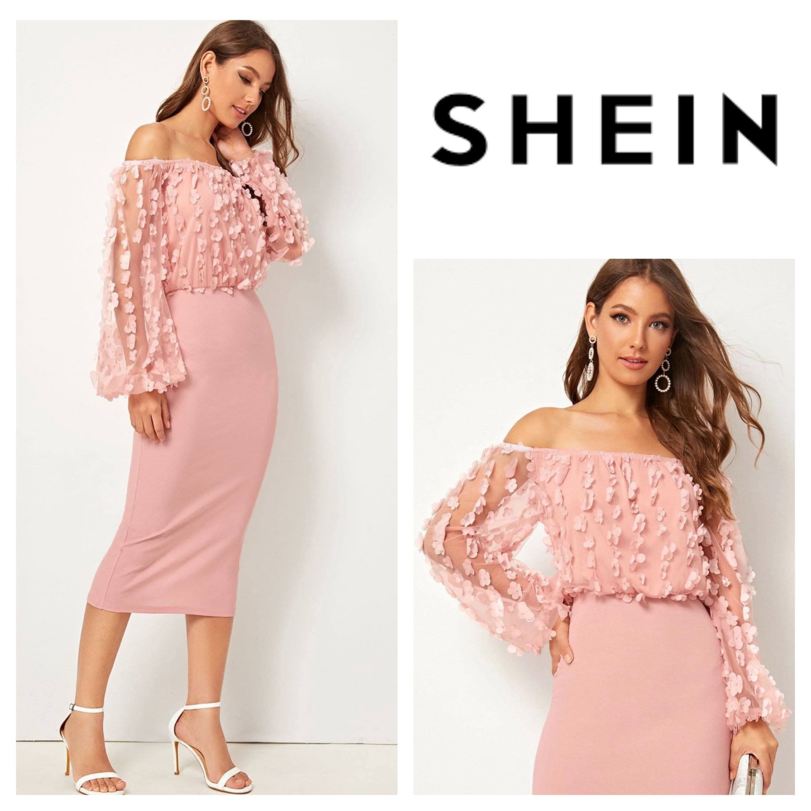Midi mesh dress shein 