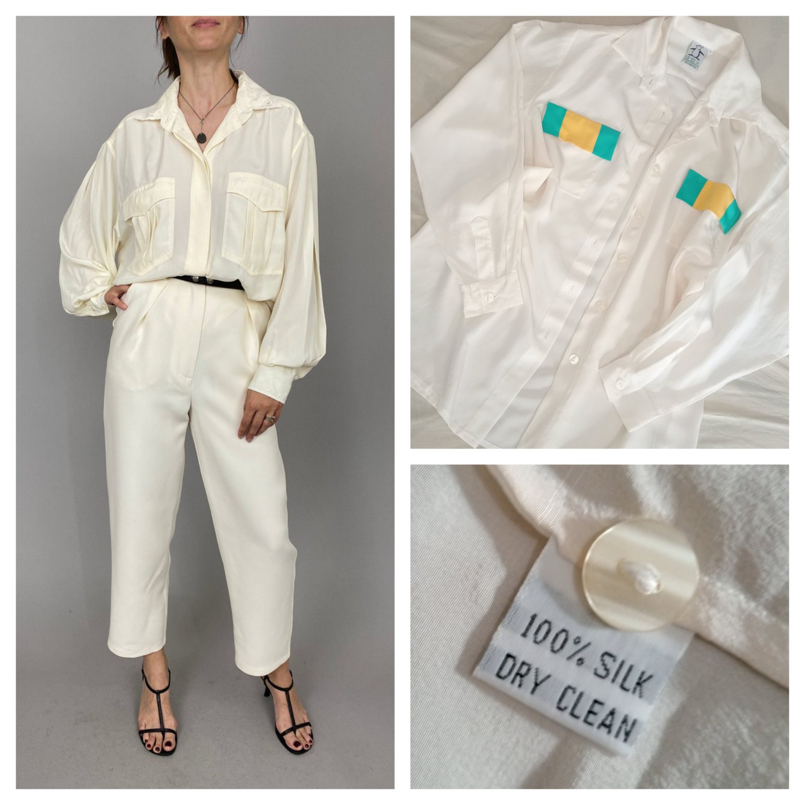 Vintage style silk cream shirt 