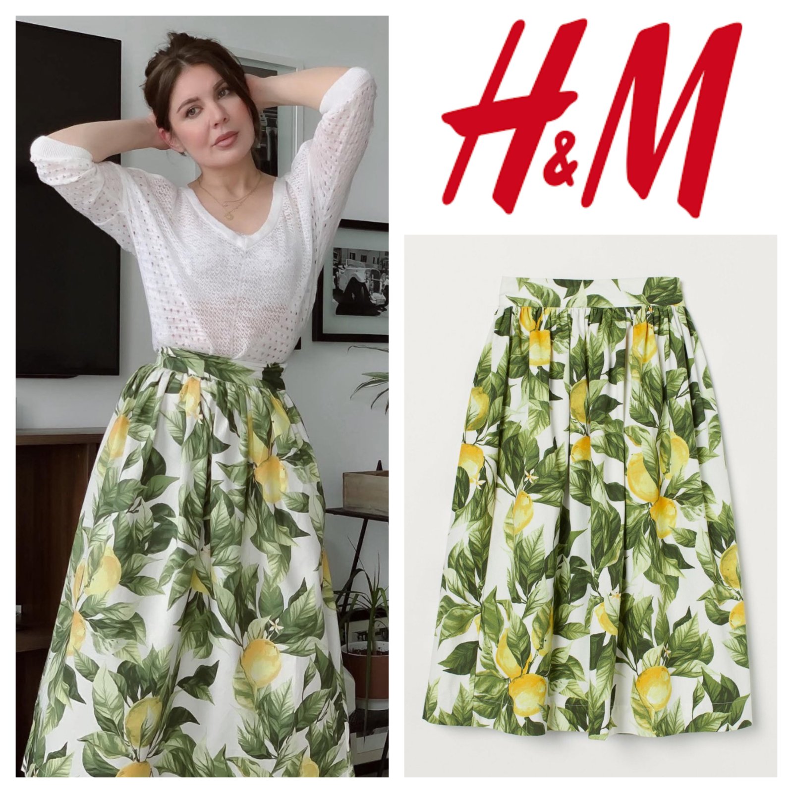 Midi lemon print skirt 